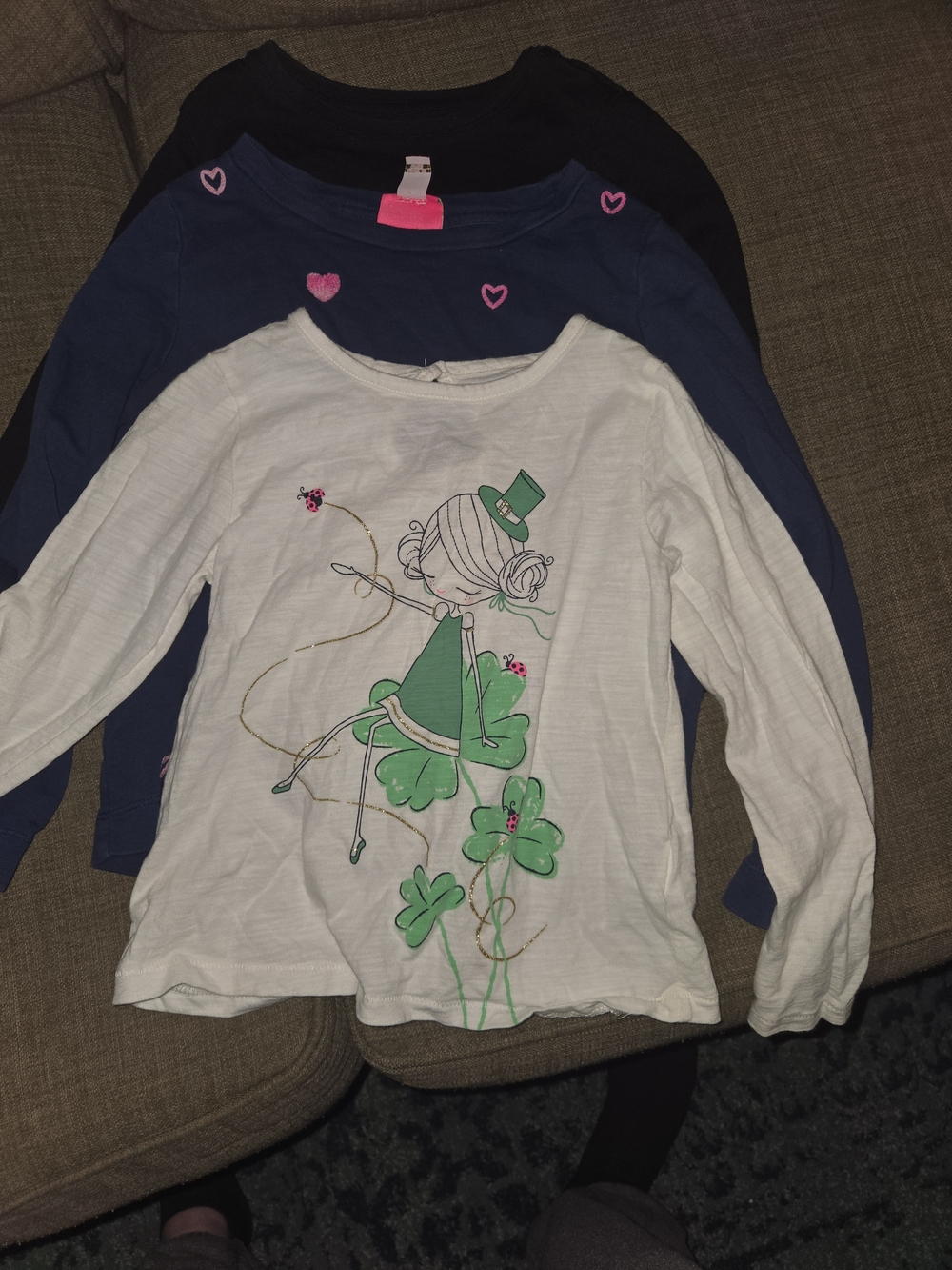 Kids Long Sleeve Bundle Graphic Tee - White & Navy - (Unknown Brand)
